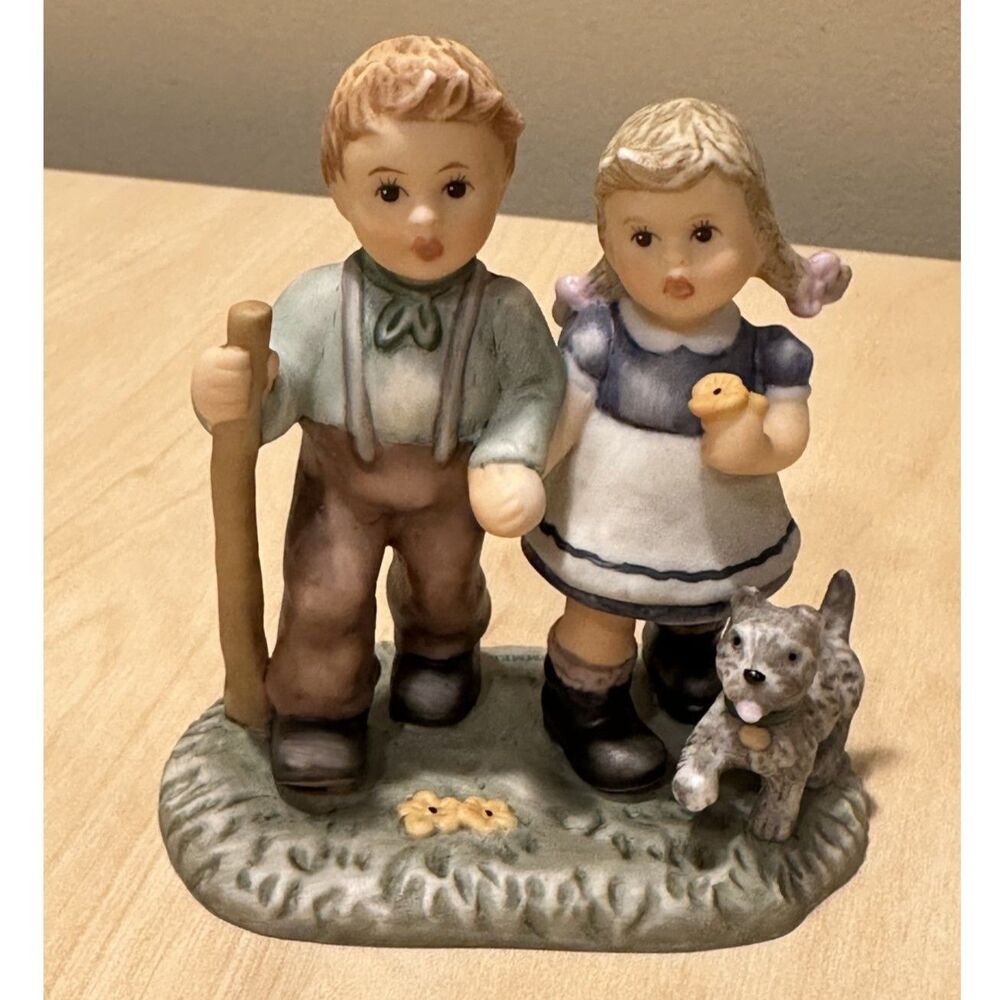 Vintage 2002 Goebel Hummel Figurine "Taking A Walk" BH 128/2/0 Boy Girl Dog